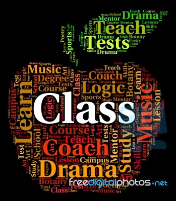 Class Word Indicates Classrooms Text And Education Stock Image