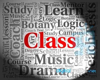 Class Word Indicating Learning Educated And Classes Stock Image