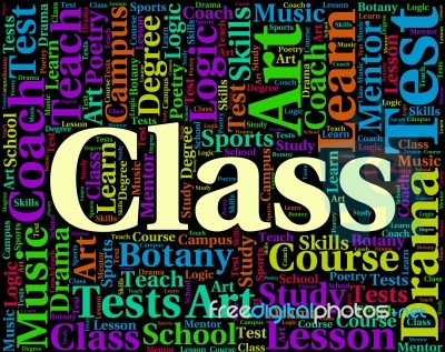 Class Word Shows Study Text And Classrooms Stock Image