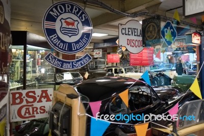 Classic Cars In The Motor Museum At Bourton-on-the-water Stock Photo