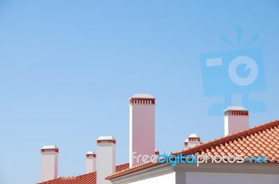 Classic Chimneys Background Stock Photo