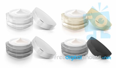 Classic Color Triangle Cosmetic Jar Open Cap Stock Photo