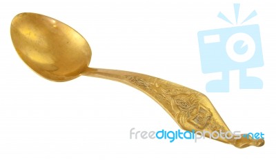 Classic Gold Spoon Stock Photo