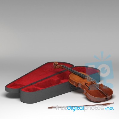 Classical Violin On Grey Background Stock Image