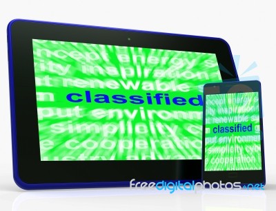 Classified Tablet Shows Top Secret Or Confidential Document Stock Image