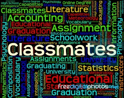 Classmates Word Meaning Schoolmate Text And Colleague Stock Image