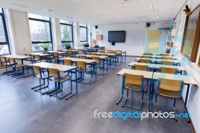 Classroom For Biology Lesson On High School Stock Photo