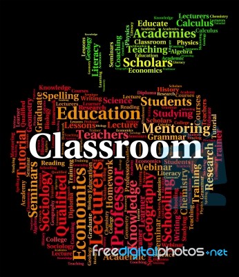 Classroom Word Indicating Words Text And Academy Stock Image