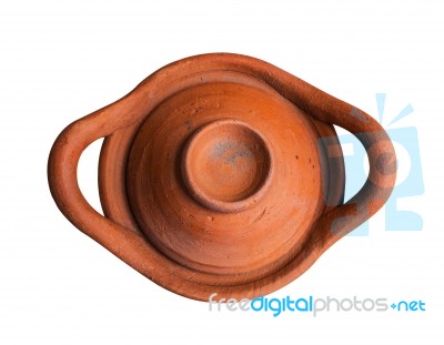 Clay Pot On White Background Stock Photo