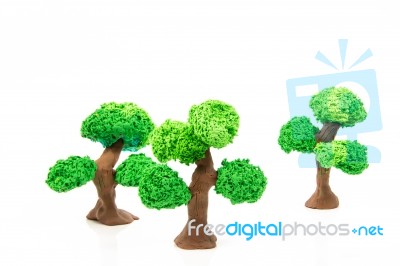 Clay Sculpture Tree Stock Photo