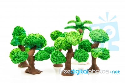 Clay Sculpture Tree Stock Photo