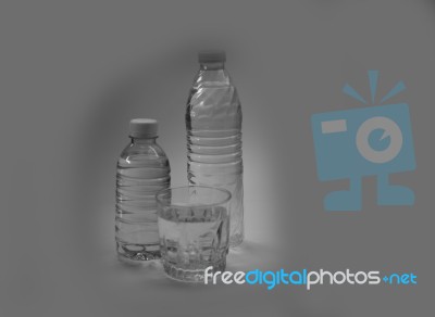 
Clean Water Bottle And Drink A Glass Of White Foggy Beautiful R… Stock Photo