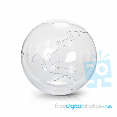 Clear Glass Globe 3d Illustration Asia & Australia Map Stock Photo