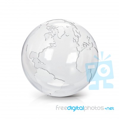 Clear Glass Globe 3d Illustration North And South America Map Stock Photo