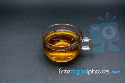 Clear Glass Of Tea Isolated On Black Background Stock Photo