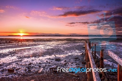 Cleveland Jetty At Sunset Stock Photo