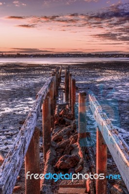 Cleveland Jetty At Sunset Stock Photo