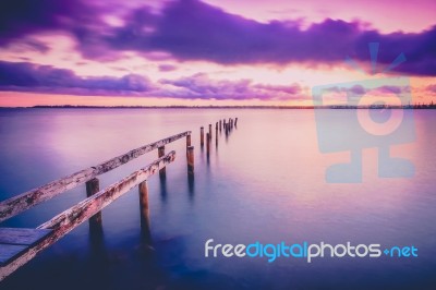 Cleveland Jetty At Sunset Stock Photo