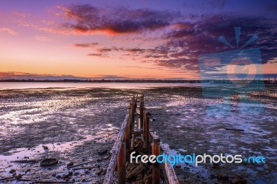 Cleveland Jetty At Sunset Stock Photo