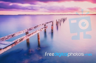 Cleveland Jetty At Sunset Stock Photo