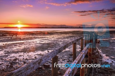 Cleveland Jetty At Sunset Stock Photo