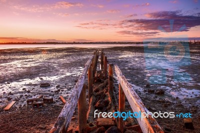 Cleveland Jetty At Sunset Stock Photo