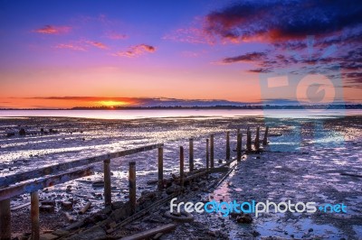 Cleveland Jetty At Sunset Stock Photo