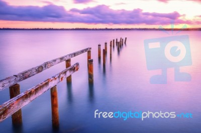 Cleveland Jetty At Sunset Stock Photo