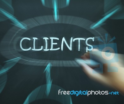 Clients Diagram Shows Customers Consumers And Clientele Stock Image