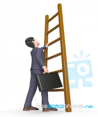 Climb Character Means Hard Times And Advance 3d Rendering Stock Image