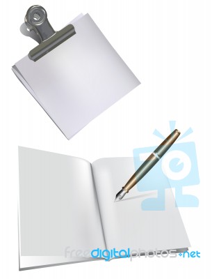 Clip Paper Note Pen Set Stock Image