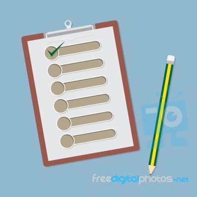 Clipboard With Check List And Pencil Stock Image