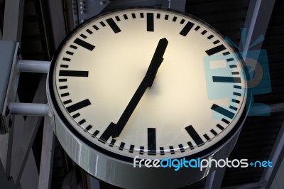 Clock At Sky Train Station Stock Photo