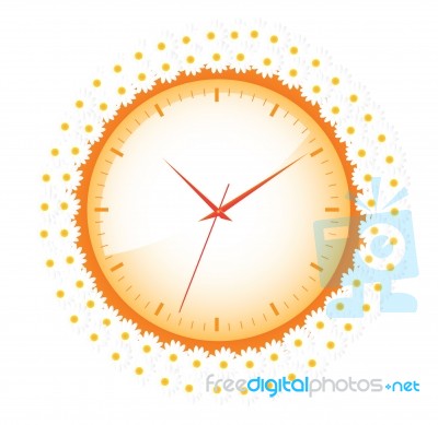 Clock With Daisies Stock Image