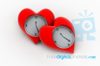 Clock With Hearts Stock Image