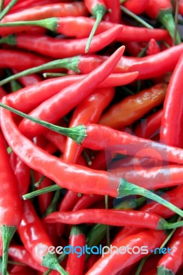 Close Up A Lot Of Red Hot Chili Stock Photo