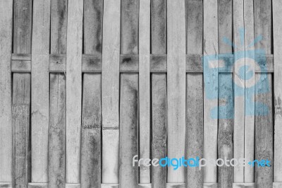 Close Up Bamboo Fence With Black And White Tone Stock Photo