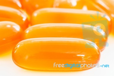 Close Up Capsules Gel On White Background Stock Photo