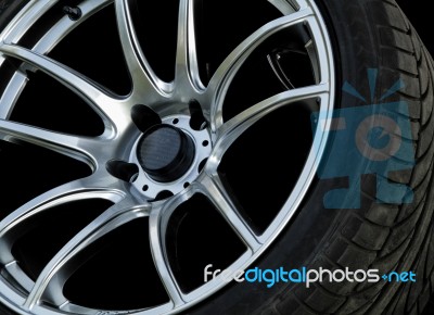 Close Up Car Wheels Stock Photo