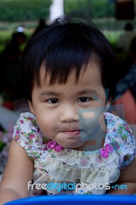 Close Up Face Of Asian Adorable Children Stock Photo