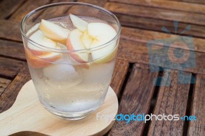 Close-up Glass Of Apple Infused Water Stock Photo