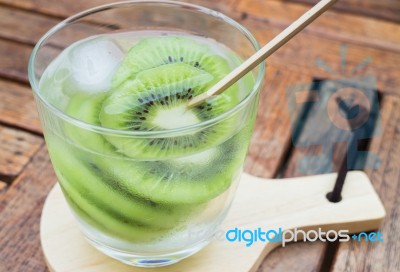 Close-up Glass Of Kiwi Infused Water Stock Photo