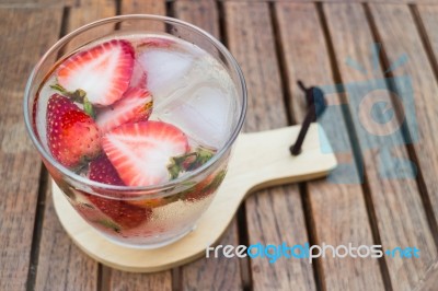 Close-up Glass Of Strawberry Infused Water Stock Photo