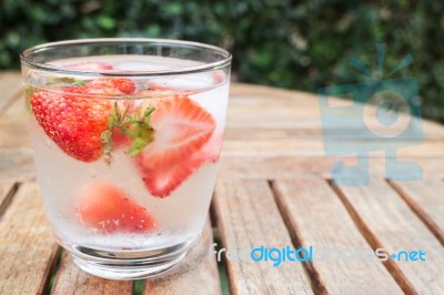 Close-up Glass Of Strawberry Infused Water Stock Photo