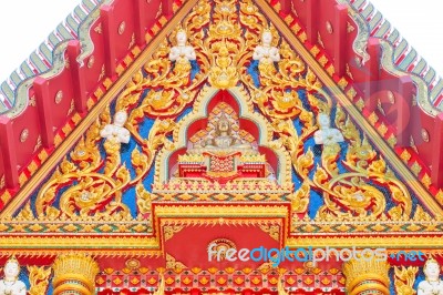 Close Up Of A Detailed Roof Of A Buddhist Temple Stock Photo