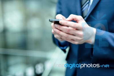 Close Up Of A Man Using Mobile Phone Stock Photo