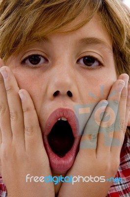 Close Up Of Amazed Young Boy Stock Photo