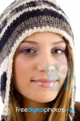 Close Up Of Beautiful Female Looking At Camera Stock Photo