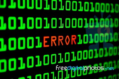 Close Up Of Binary Code Infected By Computer Virus Stock Photo