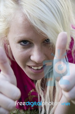 Close Up Of Caucasian Woman Stock Photo